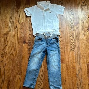 NWOT Baby Gap white polo and EUC Baby Gap Slim pull on Jeans